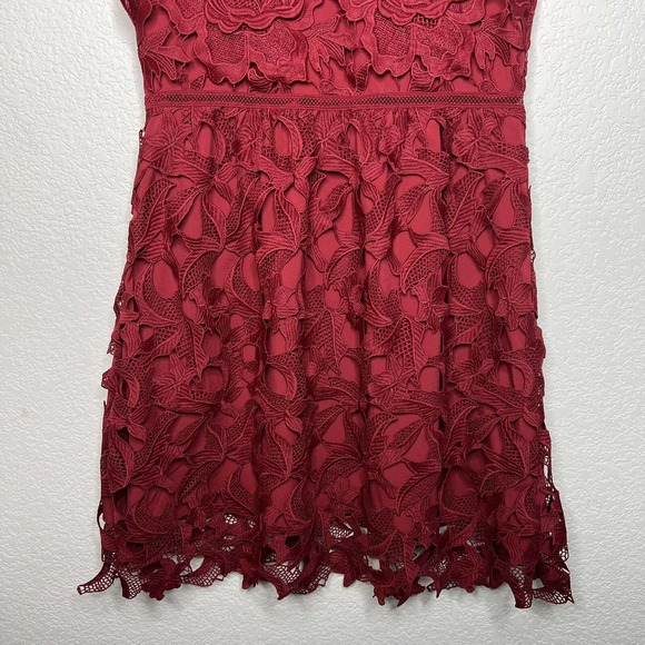 Saylor Cranberry Red Crochet Lace Fit Flare Valencia Dress Small Cocktail ad17 - Picture 5 of 8